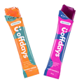 Two Prepare & Recover jelly stick packs. The left pack is Mango Ginger, featuring an orange and teal design, while the right pack is Berry Rhodiola, featuring a pink and blue design.